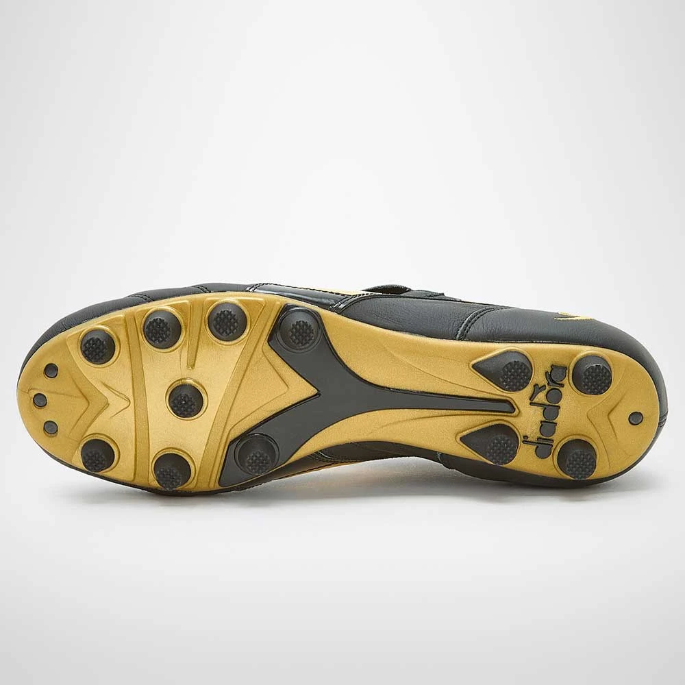 Diadora Men's Brasil #9 Italy LT+MDPU Soccer Shoe - Black/Gold - Image 4