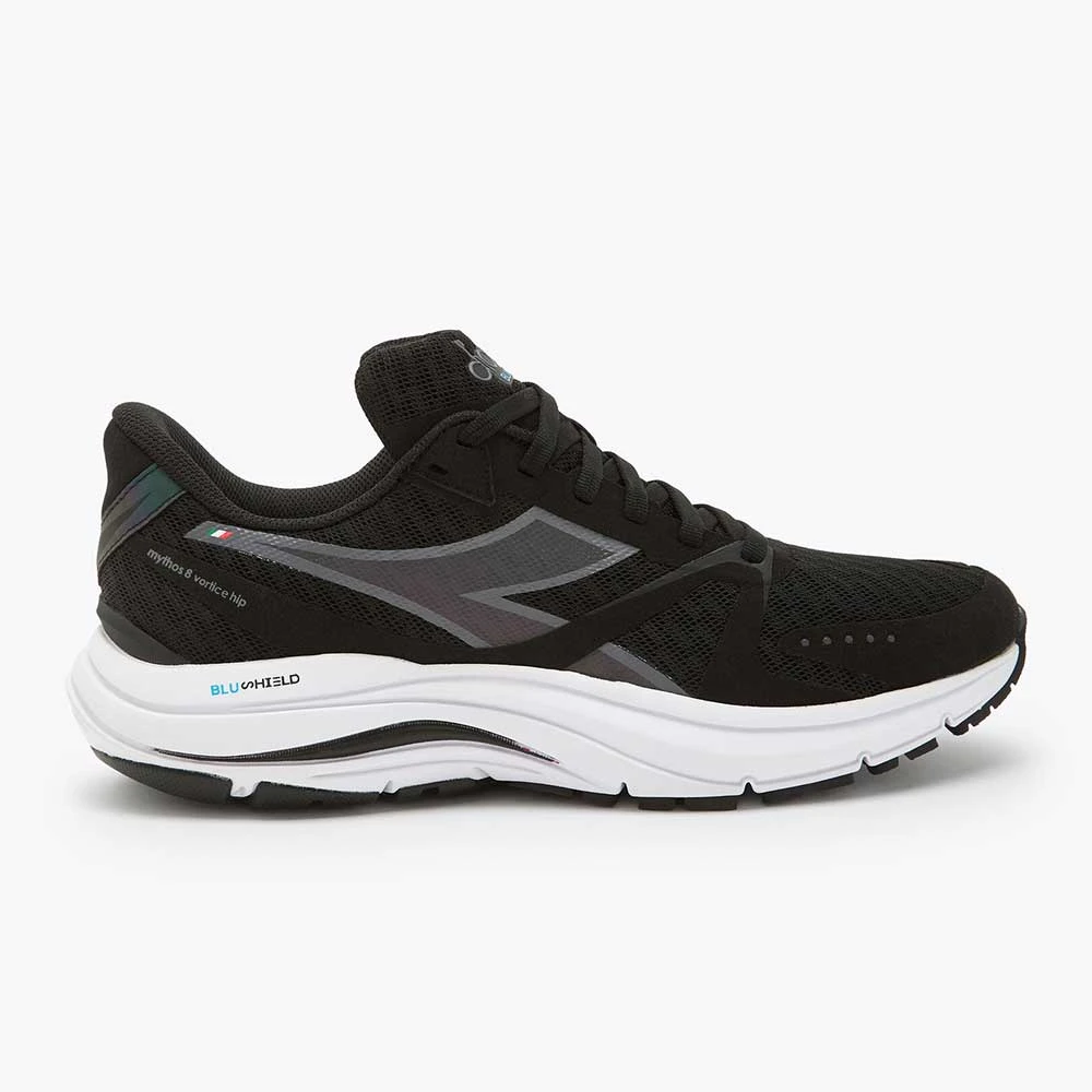 Diadora Women's Mythos Blushield Vortice 8 Running Shoe - Black/White-Regular (B)