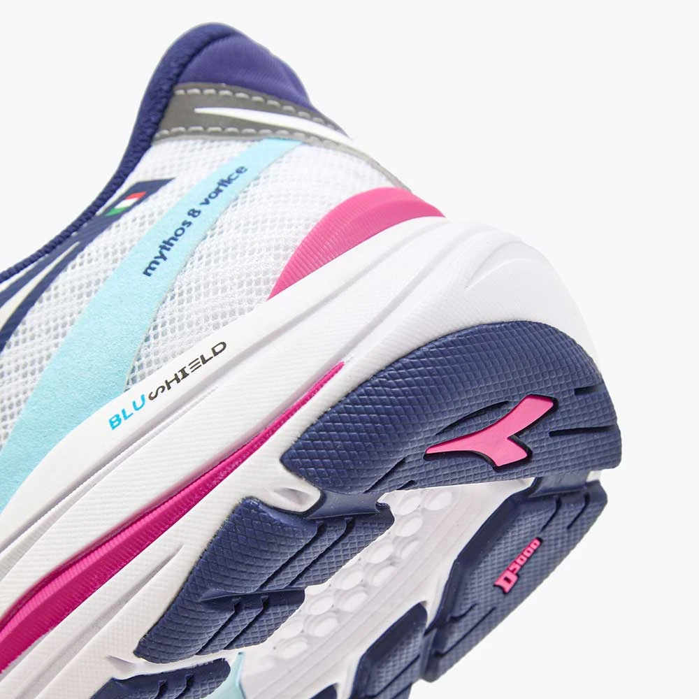Diadora Women's Mythos Blushield Vortice 8 Running Shoe - White/Blueprint- Regular (B) - Image 2