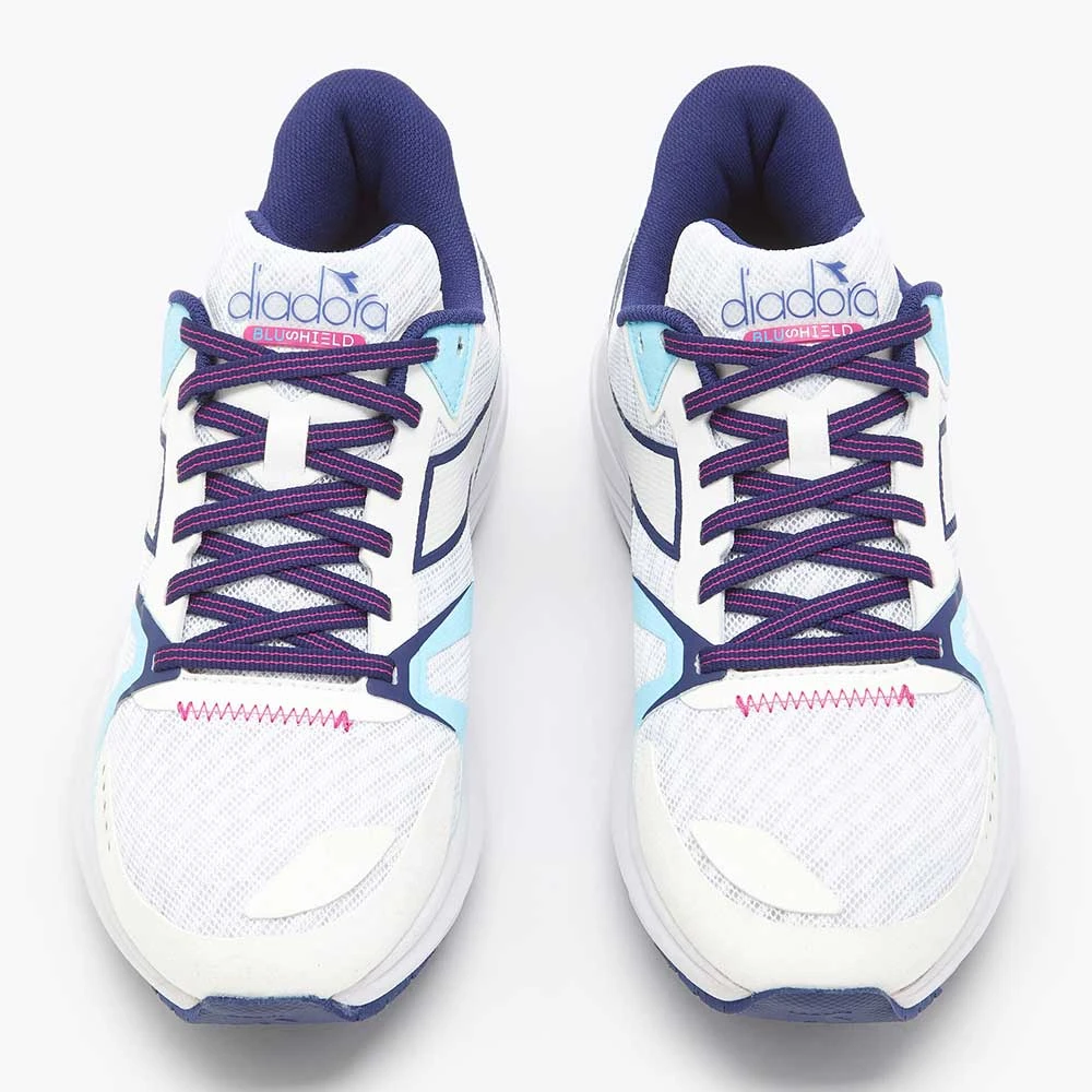 Diadora Women's Mythos Blushield Vortice 8 Running Shoe - White/Blueprint- Regular (B) - Image 3