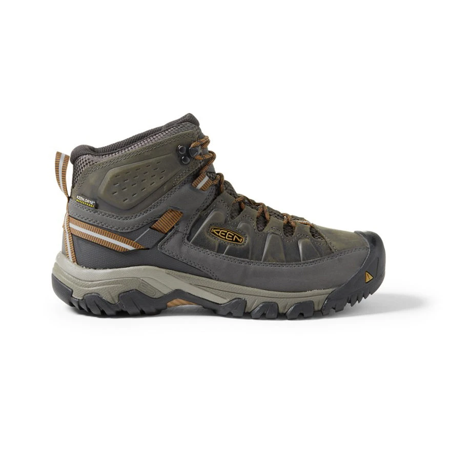 Keen Men's Targhee III Leather Mid Waterproof Hiking Boot - Black Olive/Golden Brown - Wide (2E)