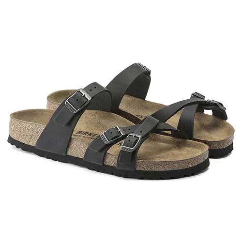 Birkenstock Women's Franca Oiled Leather Sandals- Black- Regular/Wide - Image 2