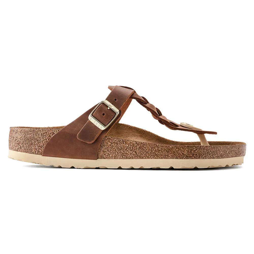 Birkenstock Women's Gizeh Braid Oiled Leather - Cognac- Regular/Wide - Image 3