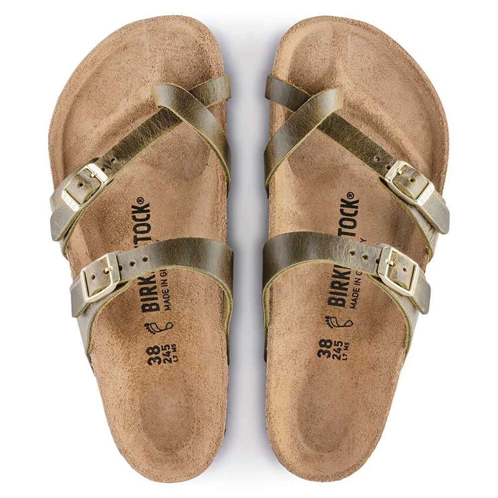 Birkenstock Women's Mayari Oiled Leather Sandal- Green Olive- Regular/Wide - Image 5