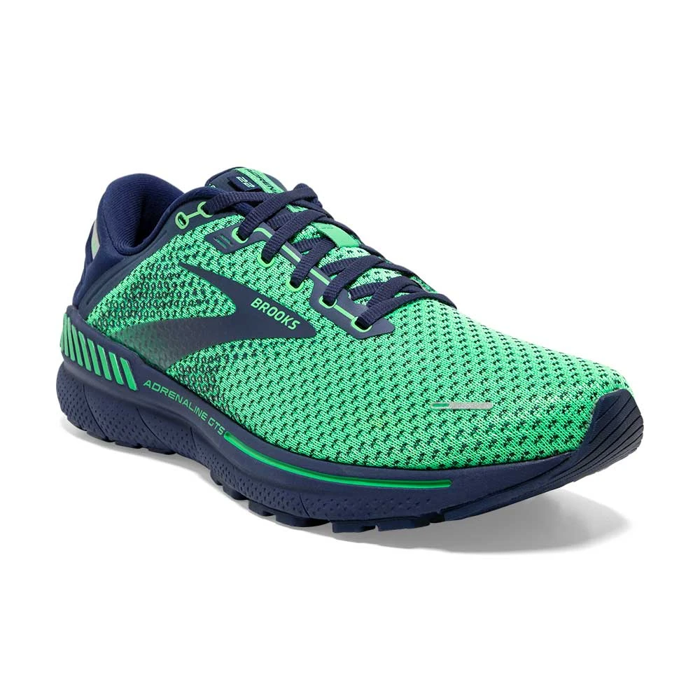 BROOKS Men's Adrenaline GTS 22 Running Shoe- Green/Navy- Regular (D) - Image 2