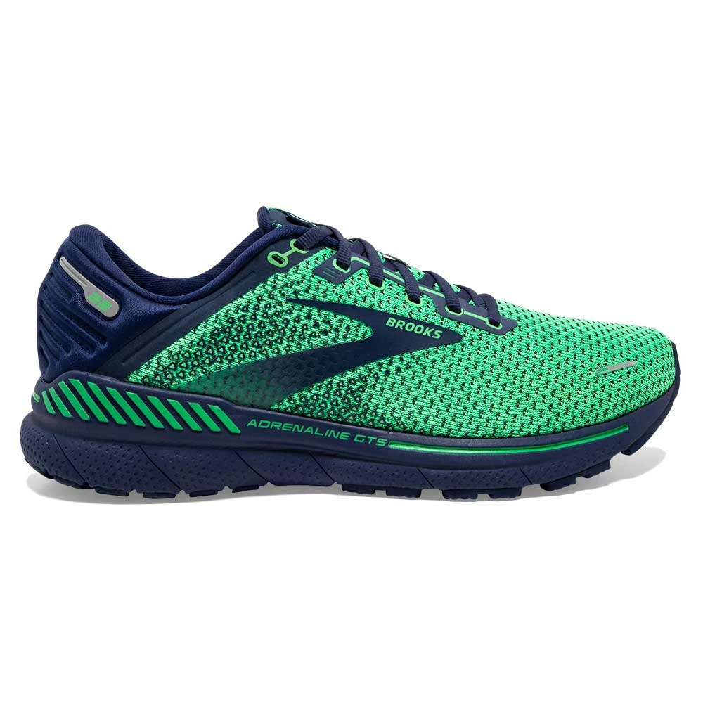 BROOKS Men's Adrenaline GTS 22 Running Shoe- Green/Navy- Regular (D)