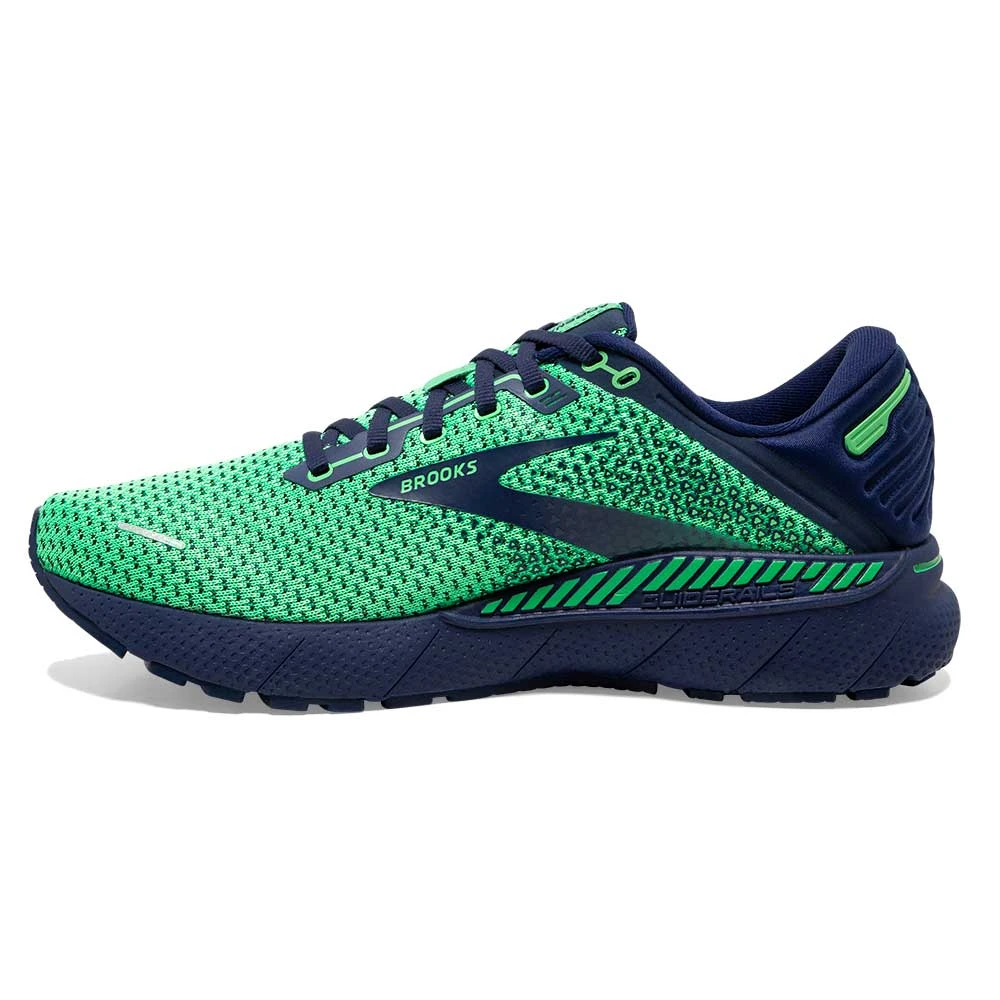 BROOKS Men's Adrenaline GTS 22 Running Shoe- Green/Navy- Regular (D) - Image 3