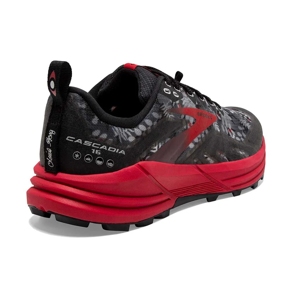BROOKS Men's Cascadia 16 Trail Running Shoe - Black/Grey/Red - Regular (D) - Image 4