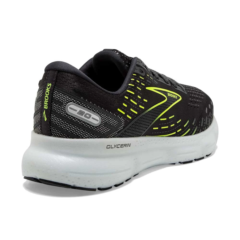 BROOKS Men's Glycerin 20 Running Shoe- Ebony/White/Nightlife - Regular (D) - Image 3