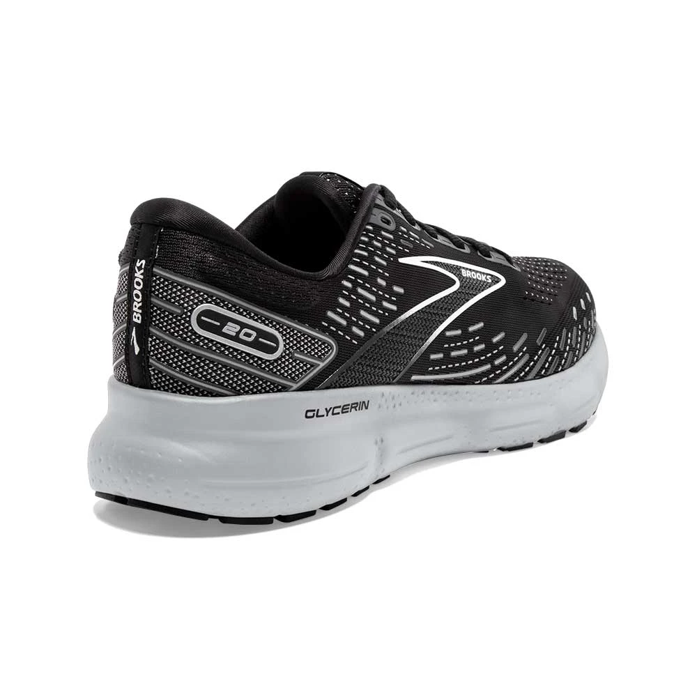 BROOKS Men's Glycerin 20 Running Shoe - Black/White/Alloy - Wide (2E) - Image 3