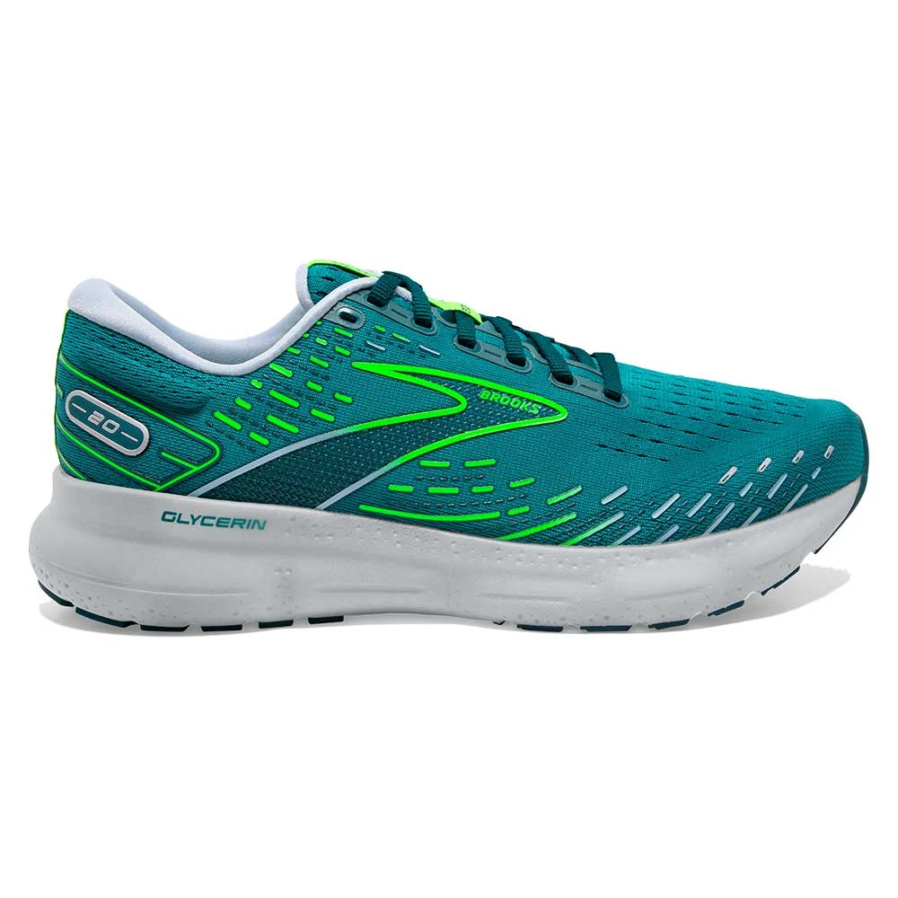 BROOKS Men's Glycerin 20 Running Shoe - Kayaking/Heron/Green Gecko - Regular (D)