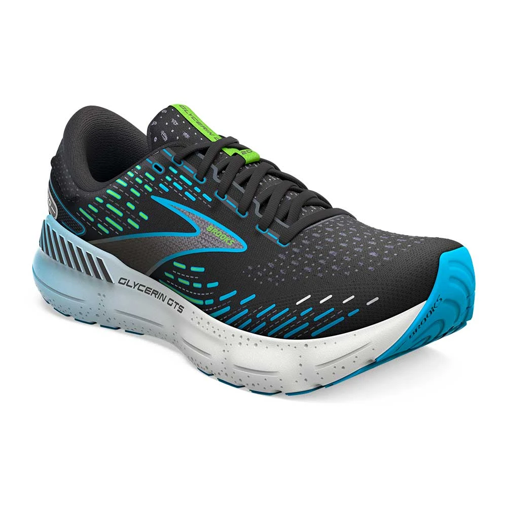 BROOKS Men's Glycerin GTS 20 Running Shoes - Black/Hawaiian Ocean/Green - Regular (D) - Image 2