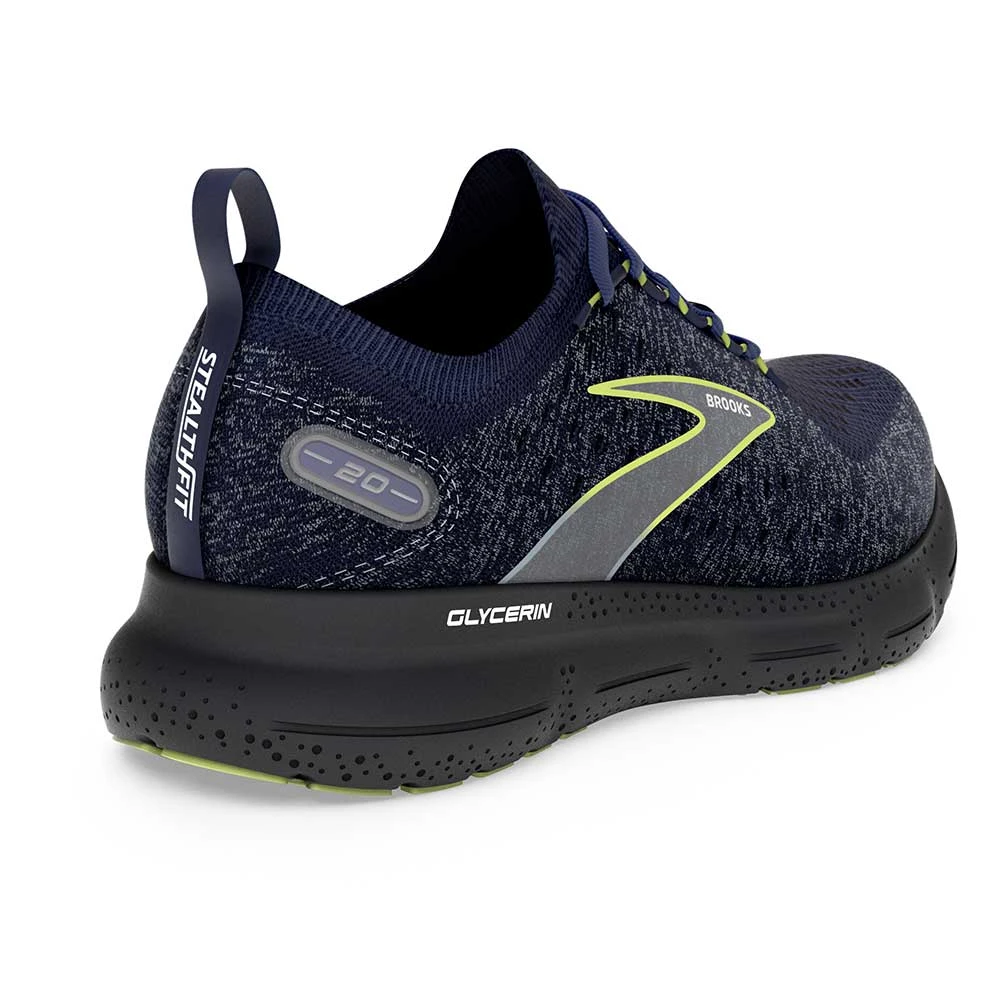 BROOKS Men's Glycerin StealthFit 20 Running Shoe - Blue/Ebony/Lime - Regular (D) - Image 2