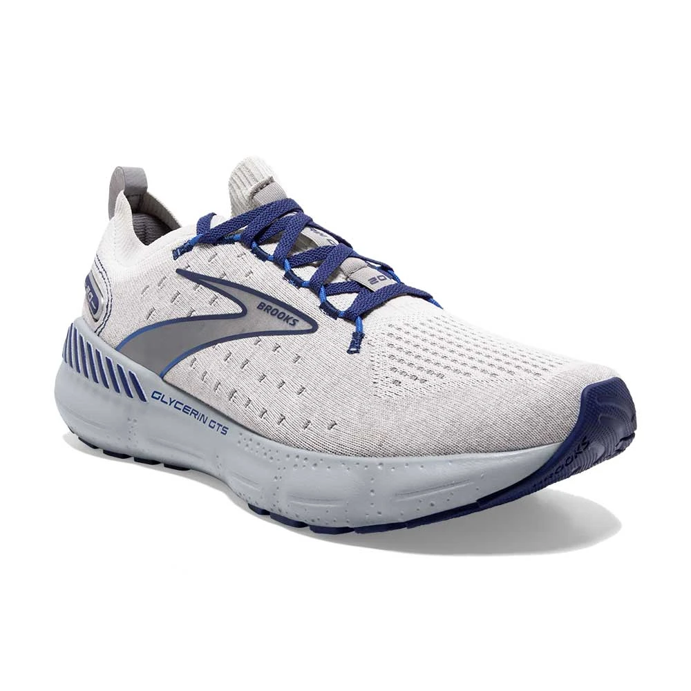 BROOKS Men's Glycerin StealthFit GTS 20 Running Shoe- Oyster/Alloy/Blue Depths- Regular (D) - Image 2