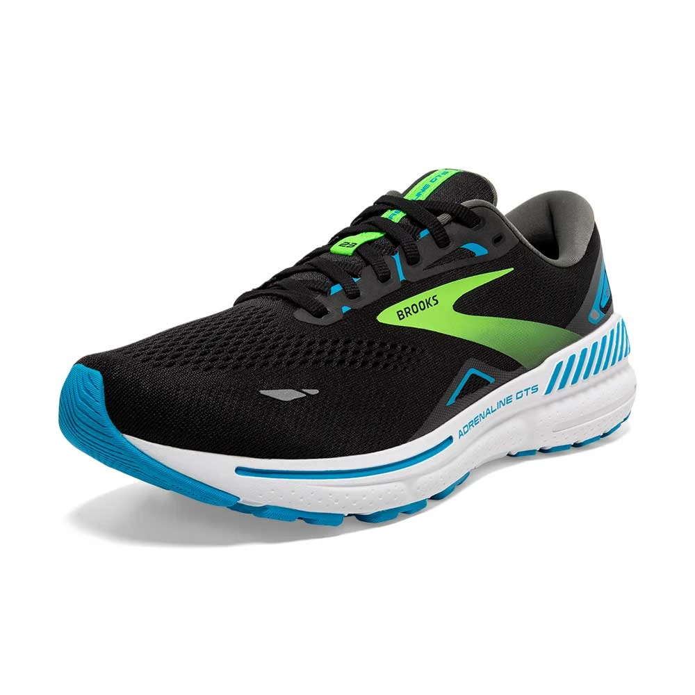 BROOKS Men's Adrenaline GTS 23 Running Shoe - Black/Hawaiian Ocean/Green- Regular (D) - Image 3