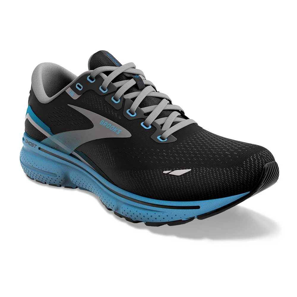 BROOKS Men's Ghost 15 Running Shoe- Black/Blackened Pearl/Blue- Regular (D) - Image 2
