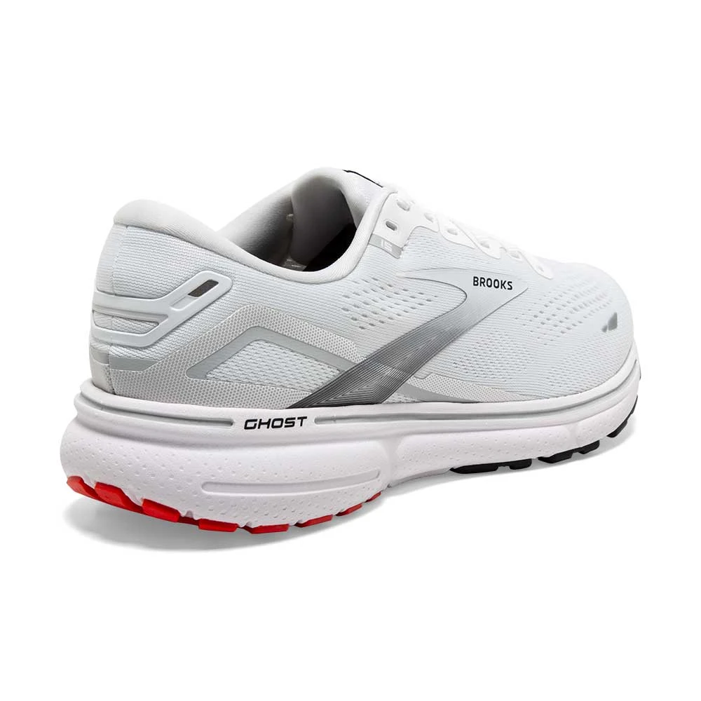 BROOKS Men's Ghost 15 Running Shoe- White/Black/Flame - Image 4