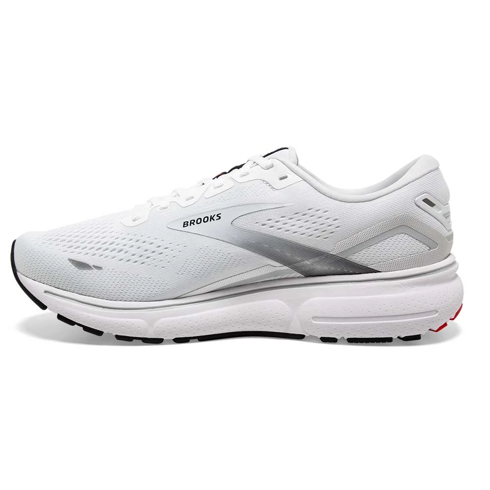 BROOKS Men's Ghost 15 Running Shoe- White/Black/Flame - Image 5