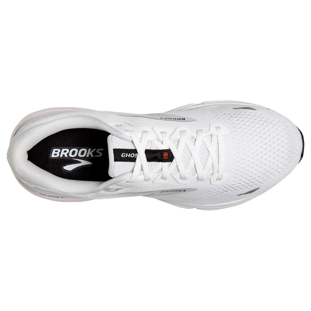 BROOKS Men's Ghost 15 Running Shoe- White/Black/Flame - Image 6