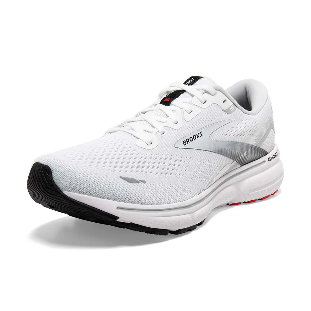 BROOKS Men's Ghost 15 Running Shoe- White/Black/Flame - Image 3
