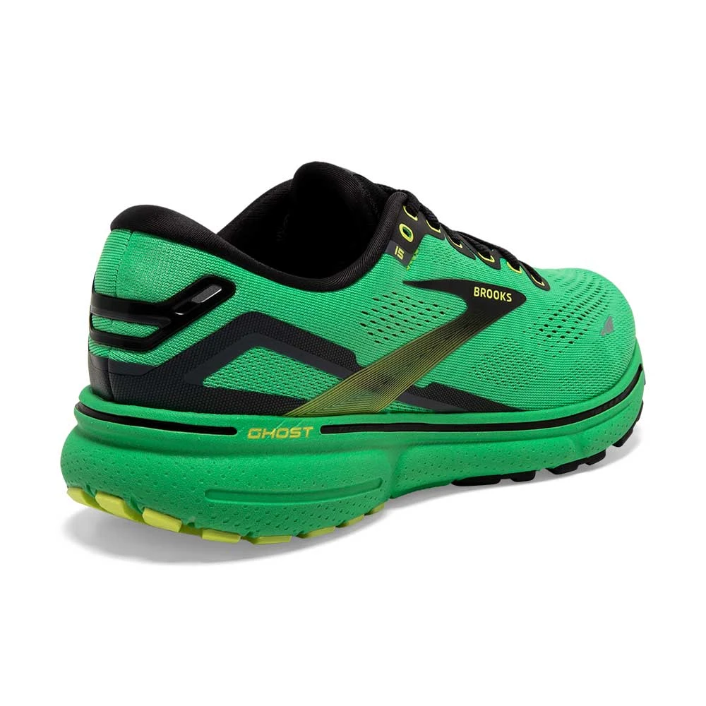 BROOKS Men's Ghost 15 Running Shoe- Green/Black/Sharp Green - Image 4