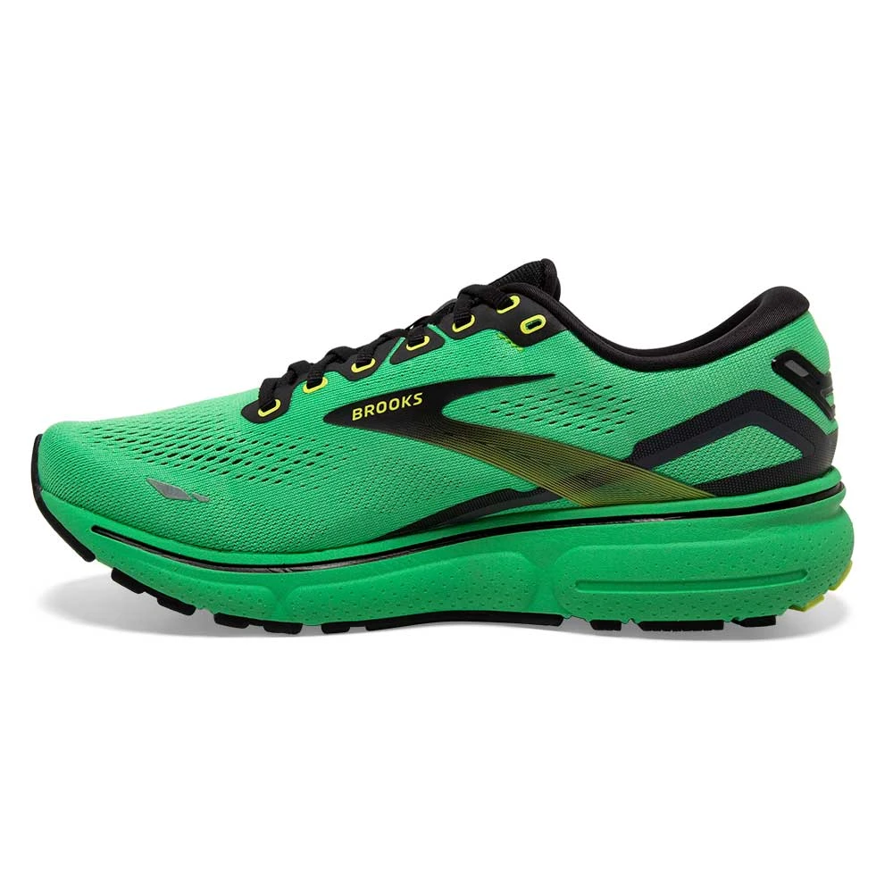 BROOKS Men's Ghost 15 Running Shoe- Green/Black/Sharp Green - Image 3