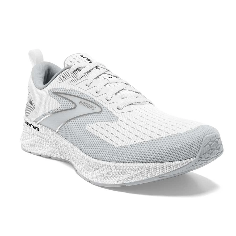 BROOKS Men's Levitate 6 Running Shoe - Bright White/Oyster Mushroom- Regular (D) - Image 2