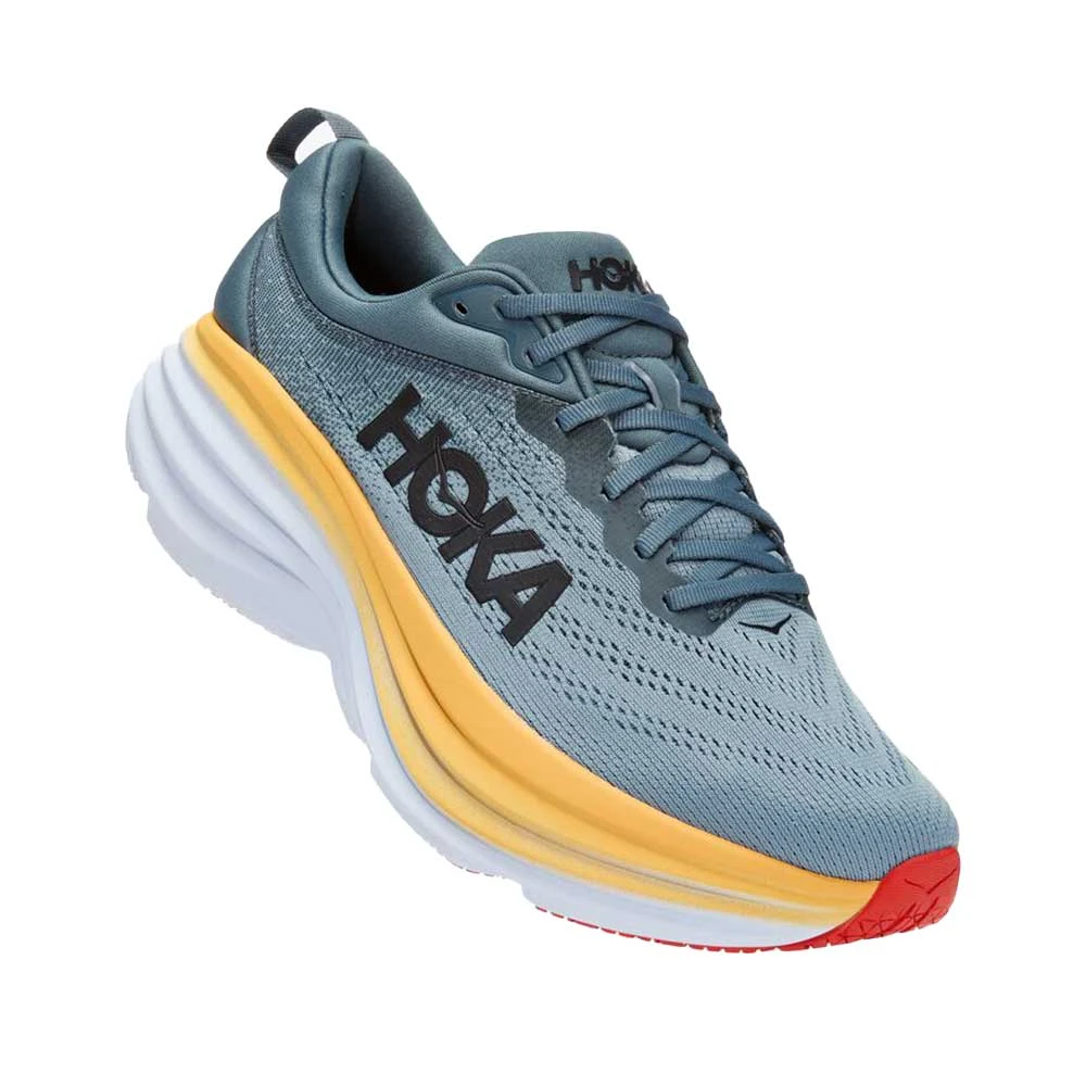 Hoka Men's Bondi 8 Running Shoes- Goblin Blue/Mountain Spring- Wide (2E) - Image 3