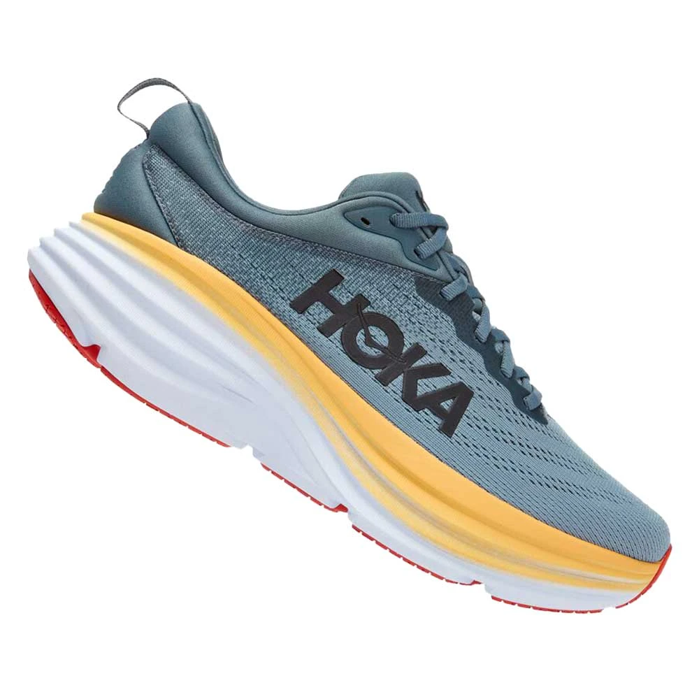 Hoka Men's Bondi 8 Running Shoes- Goblin Blue/Mountain Spring- Wide (2E) - Image 2