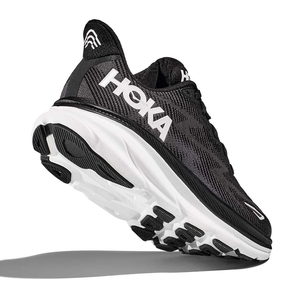 Hoka Women's Clifton 9 Running Shoe - Black/White - Wide (D) - Image 5