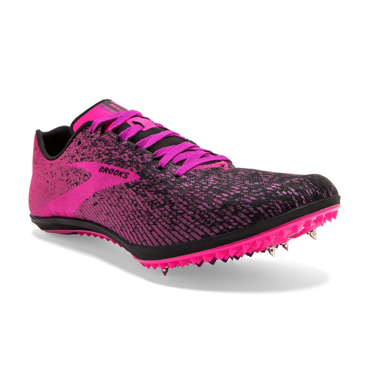 BROOKS Women's Mach 19 Track Spike - Black/Hollyhock/Pink- Regular (B) - Image 3