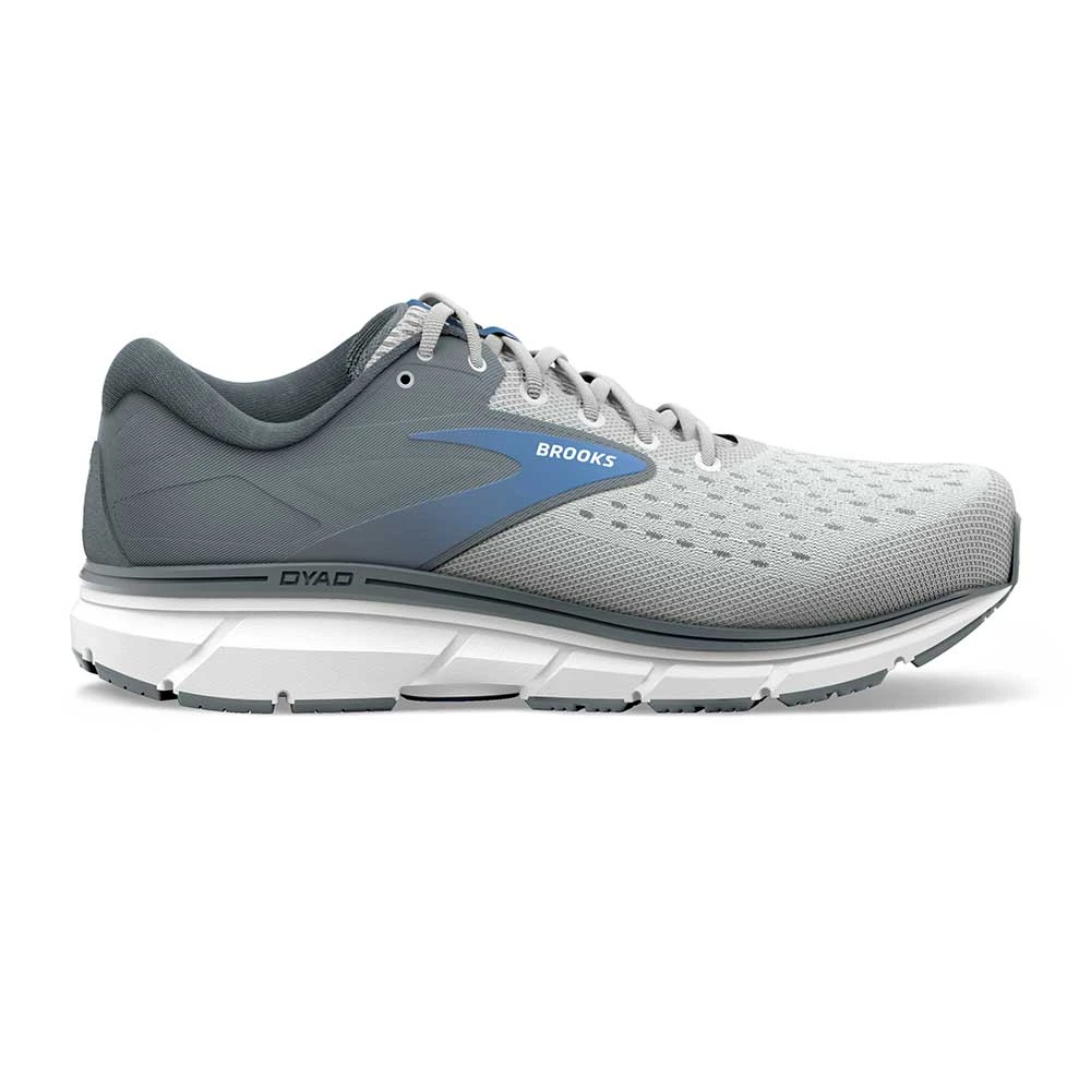 BROOKS Women's Dyad 11 Running Shoe- Grey/White/Blue - Wide (D)