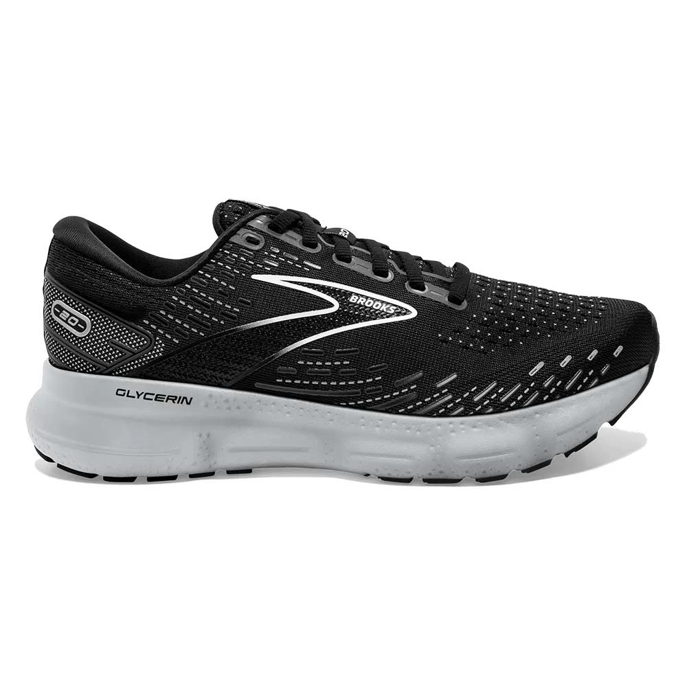 BROOKS Women's Glycerin 20 Running Shoe - Black/White/Alloy - Regular (B)