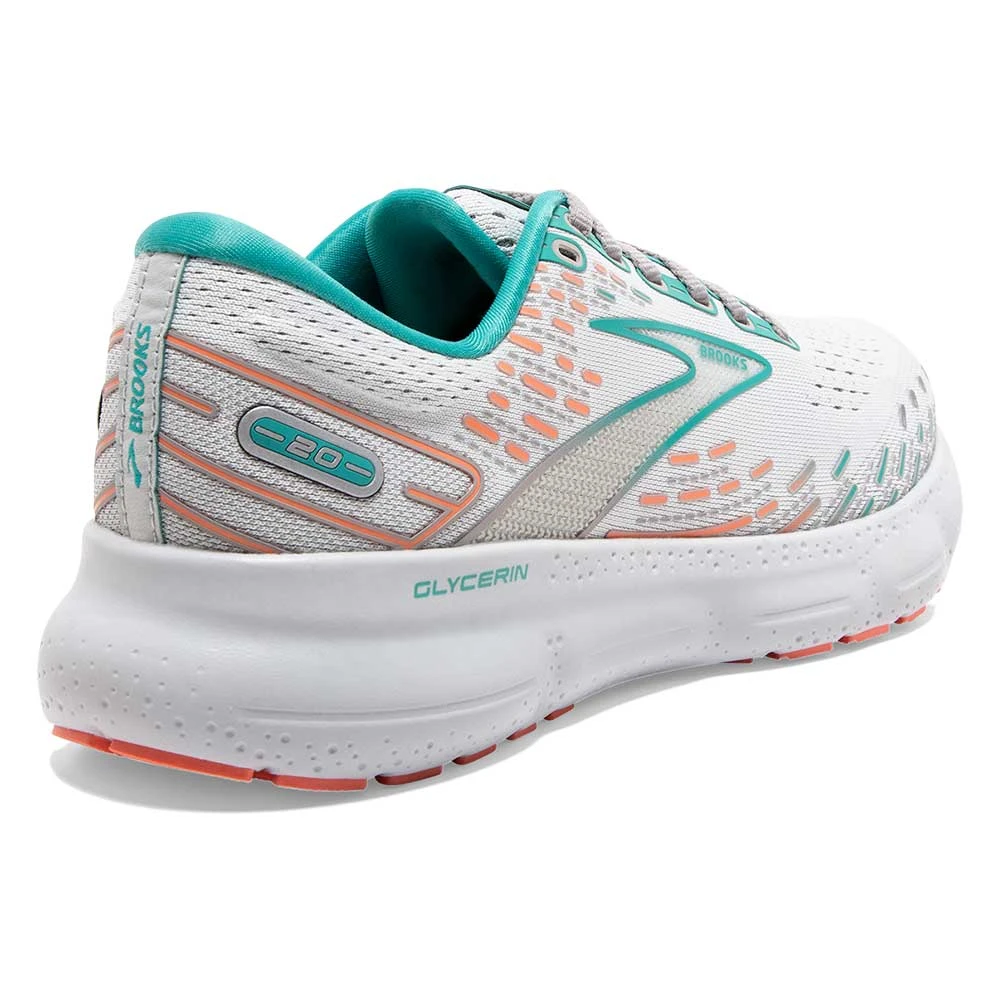 BROOKS Women's Glycerin 20 Running Shoe- Oyster/Latigo Bay/Coral - Wide (D) - Image 4
