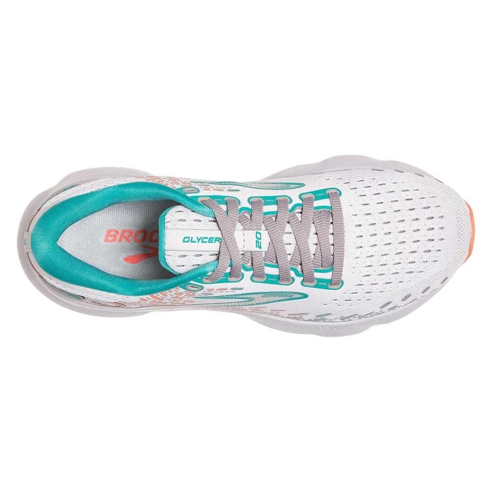 BROOKS Women's Glycerin 20 Running Shoe- Oyster/Latigo Bay/Coral - Wide (D) - Image 5