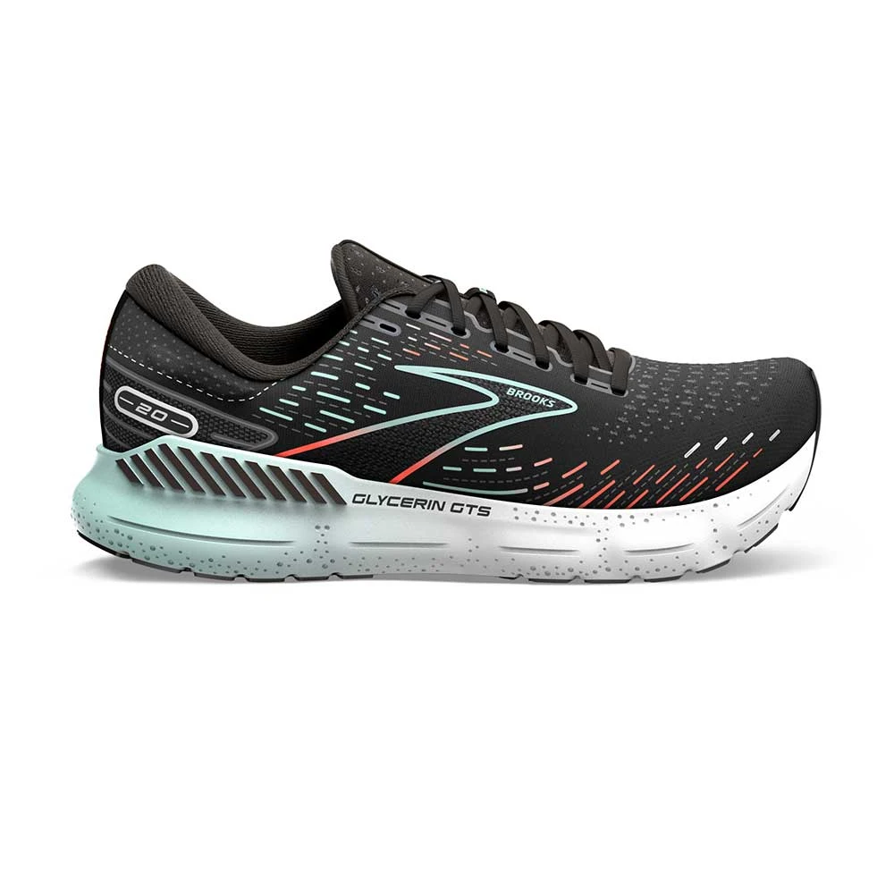 BROOKS Women's Glycerin GTS 20 Running Shoe - Black/Red/Opal - Regular (B)
