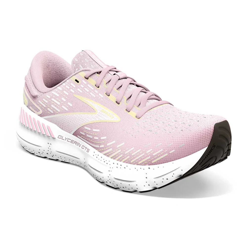 BROOKS Women's Glycerin GTS 20 Running Shoe- Pink/Yellow/White- Regular (B) - Image 2