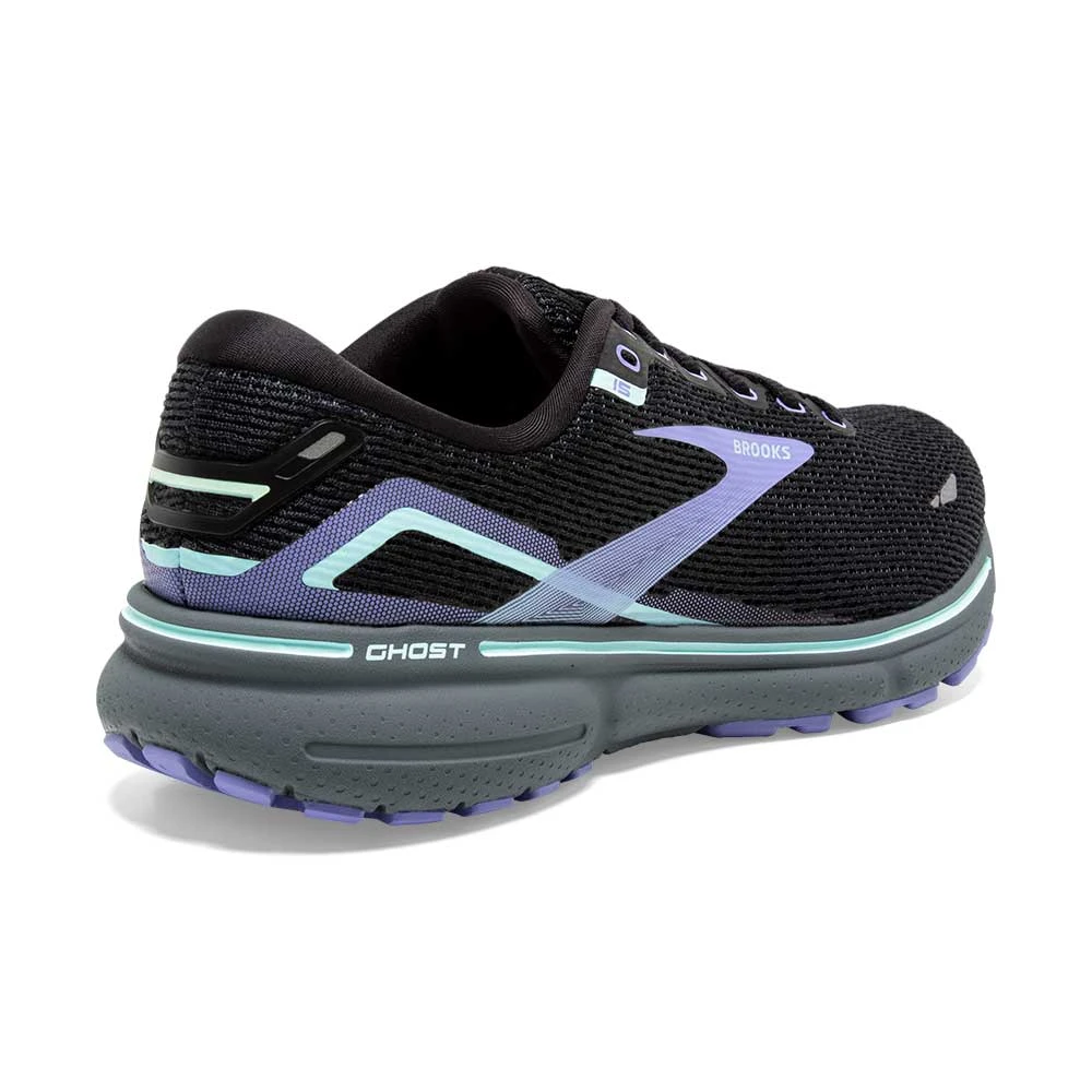 BROOKS Women's Ghost 15 Running Shoe- Black/Jacaranda/Salt- Regular (B) - Image 5