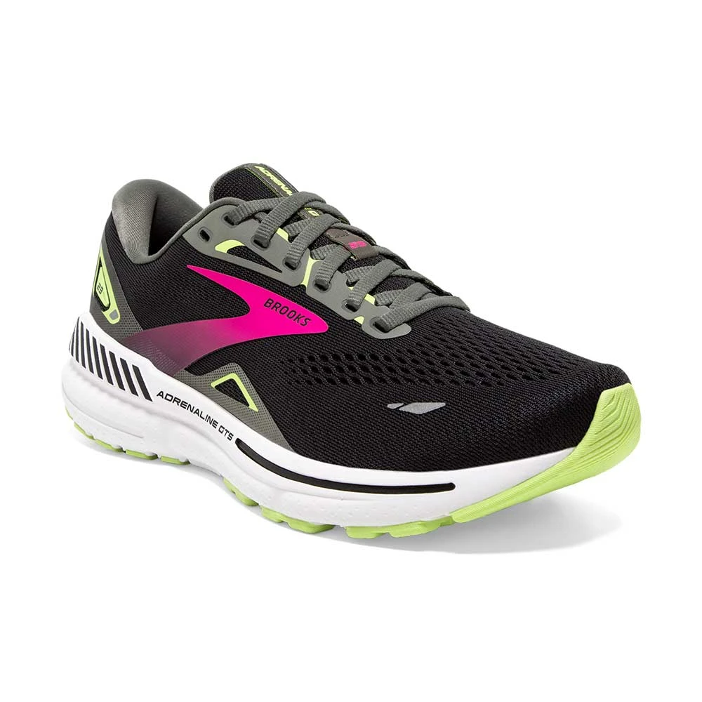 BROOKS Women's Adrenaline GTS 23 Running Shoe - Black/Gunmetal/Sharp Green- Wide (D) - Image 2