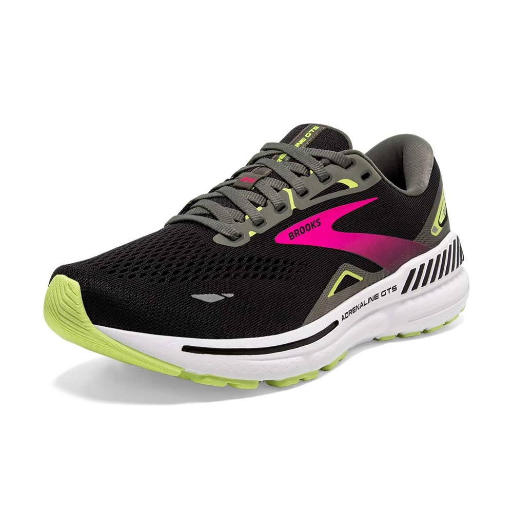 BROOKS Women's Adrenaline GTS 23 Running Shoe - Black/Gunmetal/Sharp Green- Wide (D) - Image 3
