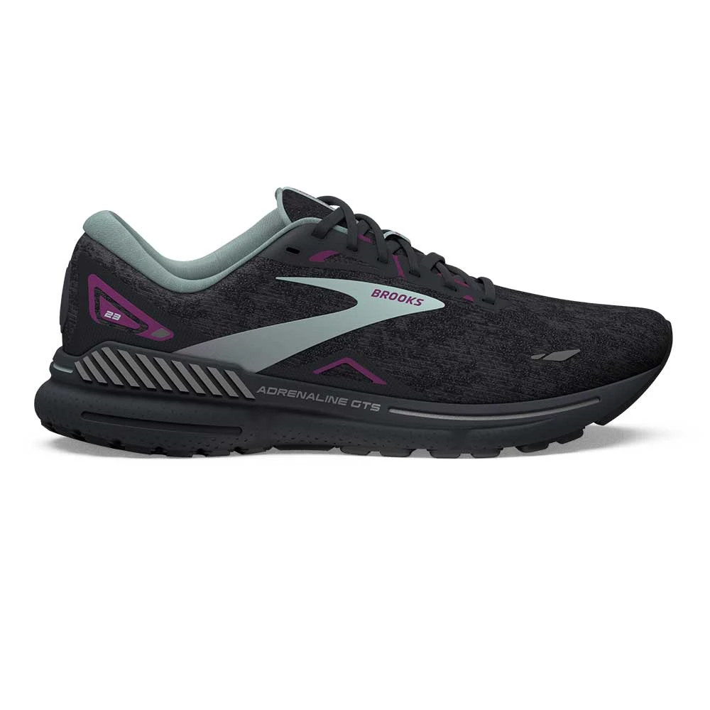 BROOKS Women's Adrenaline GTS 23 Running Shoe - Black/Light Blue/Purple- Regular (B)