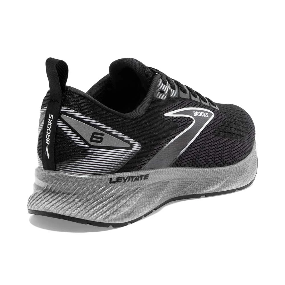 BROOKS Women's Levitate 6 Running Shoe- Black/Ebony/White- Regular (B) - Image 4