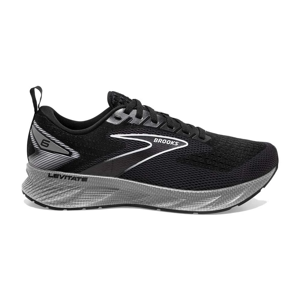 BROOKS Women's Levitate 6 Running Shoe- Black/Ebony/White- Regular (B)