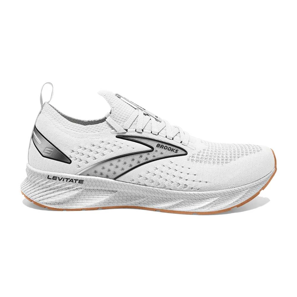 BROOKS Women's Levitate StealthFit 6 Running Shoe- White/Bran- Regular (B)