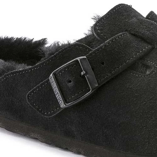 Birkenstock Boston Shearling Black Suede Leather- Regular/Wide - Image 6