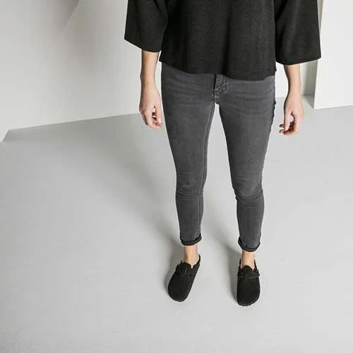 Birkenstock Boston Shearling Black Suede Leather- Regular/Wide - Image 8