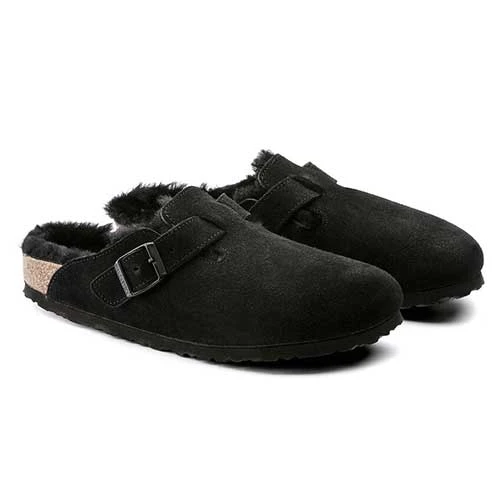 Birkenstock Boston Shearling Black Suede Leather- Regular/Wide - Image 5
