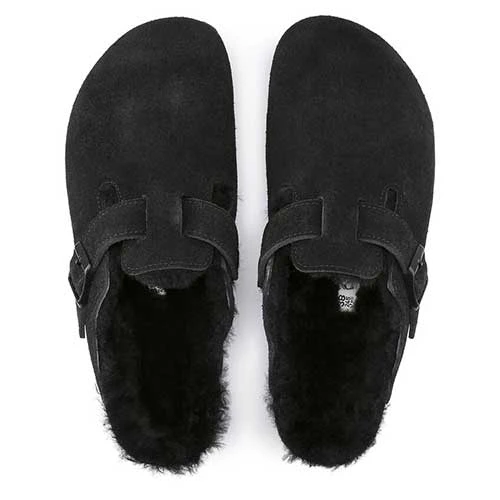 Birkenstock Boston Shearling Black Suede Leather- Regular/Wide - Image 3