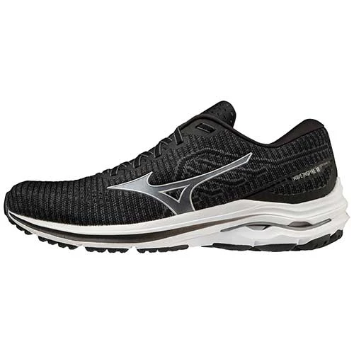 Mizuno Men's Wave Inspire 18 Waveknit Running Shoe- Ebony - Regular (D) - Image 2
