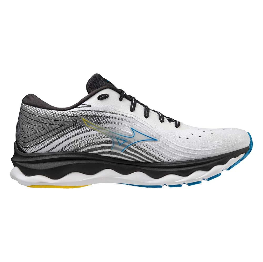 Mizuno Men's Wave Sky 6 Running Shoe - White/Cyber Yellow - Regular (D)